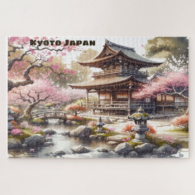 Puzzle Esquisse aquarelle Kyoto Japon | (Horizontal)