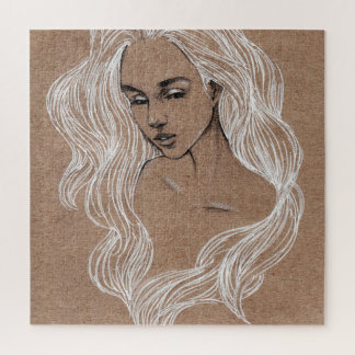 Puzzle Esquisse de portrait : Illustration de jeune fille