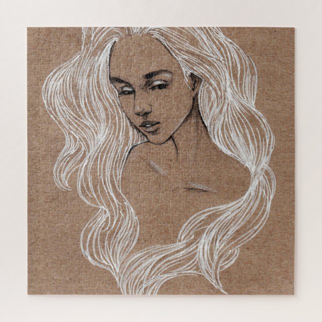Puzzle Esquisse de portrait : Illustration de jeune fille (Vertical)