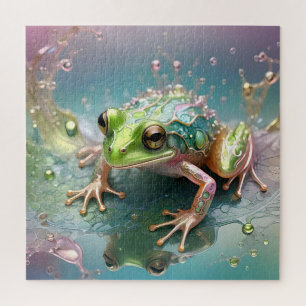 Puzzle "Essence d'émeraude : Grenouille verte en art frac