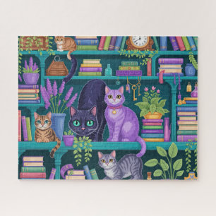Puzzle Étagère Magique de Livres de Chats