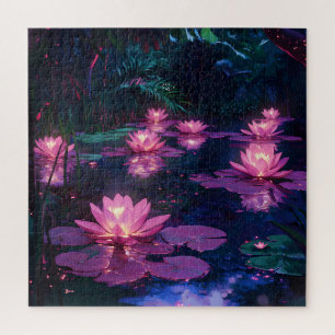 Puzzle Étang de lotus rose Zen minuit