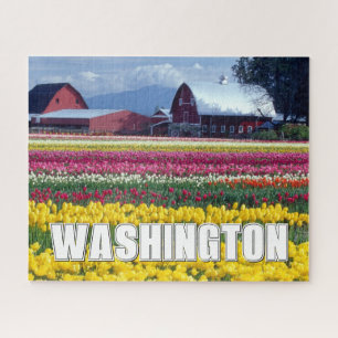 Puzzle État de Washington Champ de tulipes