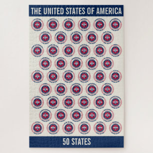 Puzzle États-Unis d'Amérique Patriotique 50 États
