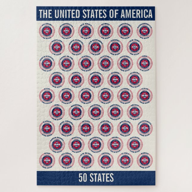 Puzzle États-Unis d'Amérique Patriotique 50 États (Vertical)