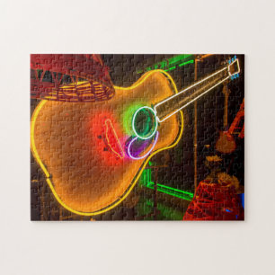 Puzzle États-Unis, Texas, Austin. Guitare néon au chantag