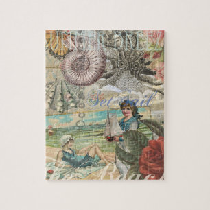 Puzzle été plage vintage pieuvre antique voile