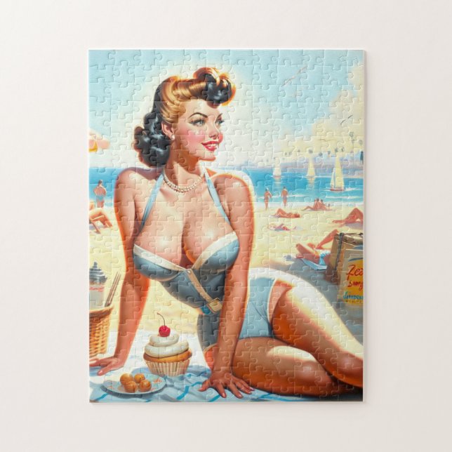Puzzle Été vintage fille à l'épingle (Vertical)
