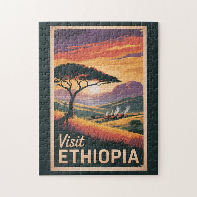 Puzzle Ethiopie Sunset Travel Art Vintage (Vertical)