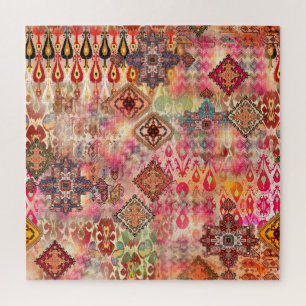 Puzzle Ethnic Digital Abstrait Motif sans fil