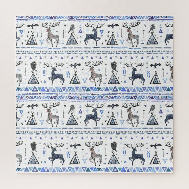 Puzzle Ethnique tribale, les animaux rêvent attraper, san (Vertical)