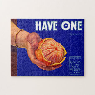 Puzzle étiquette de caisse d'orange des années 1940