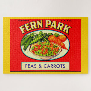 Puzzle étiquette de pois et de carottes de Fern Park dans