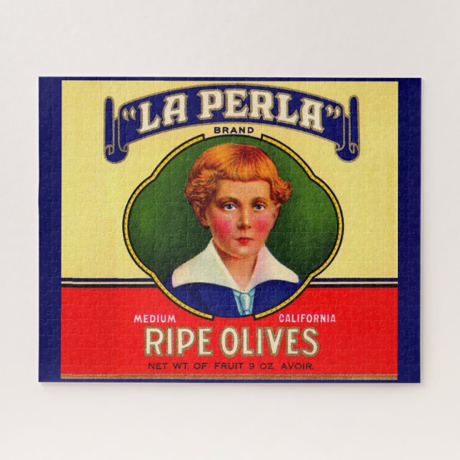 Puzzle étiquette des olives de LaPerla dans les années 19 (Horizontal)