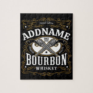 Puzzle Étiquette Whiskey personnalisé Bourbon Vintage Gun