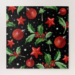 Puzzle Étoiles de neige Holly de Noël sans couture