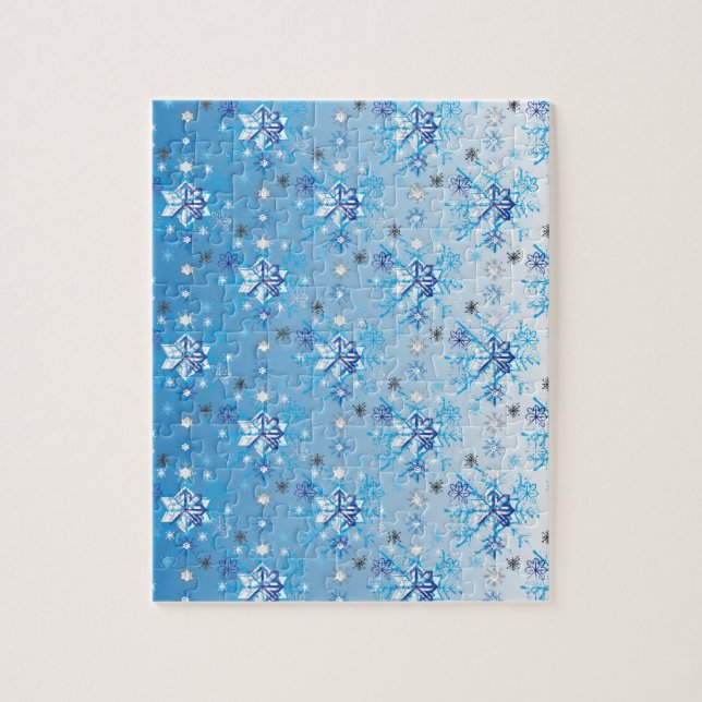 Puzzle Étoiles et flocons de neige bleu et blanc complexe (Vertical)