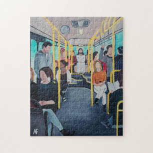 Puzzle Étranger dans le bus, peinture d'Alfred Fox