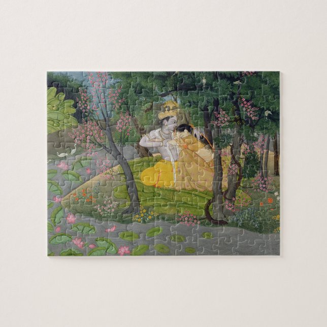 Puzzle Étreinte de Radha et de Krishna dans un verger de (Horizontal)