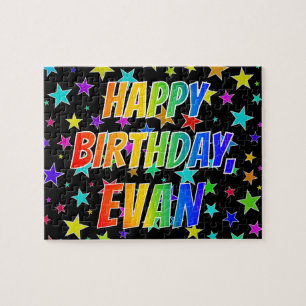 Puzzle "EVAN" First Name, Fun "HAPPY BIRTHDAY"