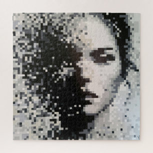 Puzzle Evaporation Pixel noir et blanc Portrait d'art