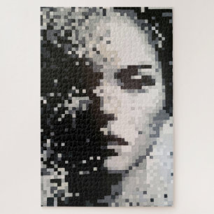 Puzzle Evaporation Pixel noir et blanc Portrait d'art