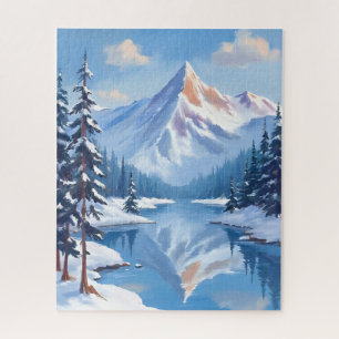 Puzzle Évasion Montagnarde   Nature Aquarelle Neige Hiver