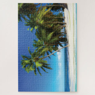 Puzzle Exotic beach throw pillow