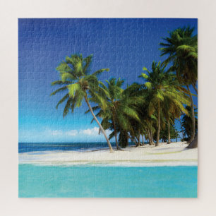 Puzzle Exotic beach throw pillow