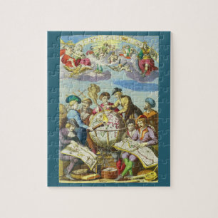 Puzzle Explorateurs vintage avec carte du globe antique, 