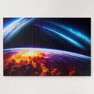 Puzzle Explosion de la planète sous la lumière cosmique