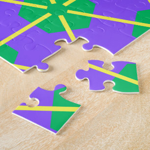 Puzzle Explosion géométrique en violet, vert et jaune