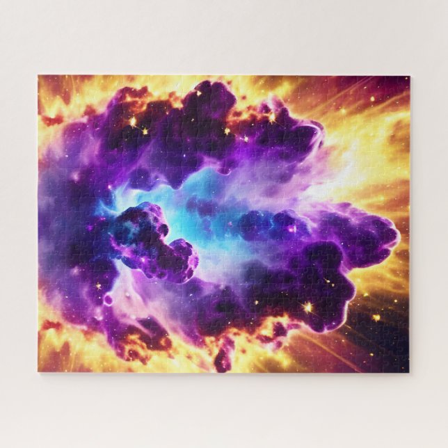 Puzzle Explosive nébuleuse feu ciel cosmique paysage fou (Horizontal)