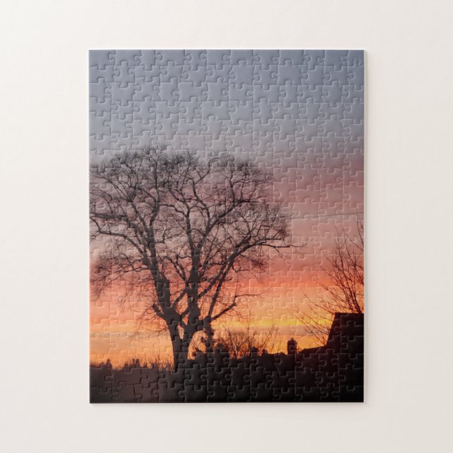 Puzzle extraordinaire coucher de soleil rouge ciel noir s (Vertical)