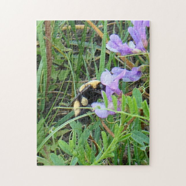 Puzzle F2 Abee sauvage sur Fleur sauvage pourpre (Vertical)