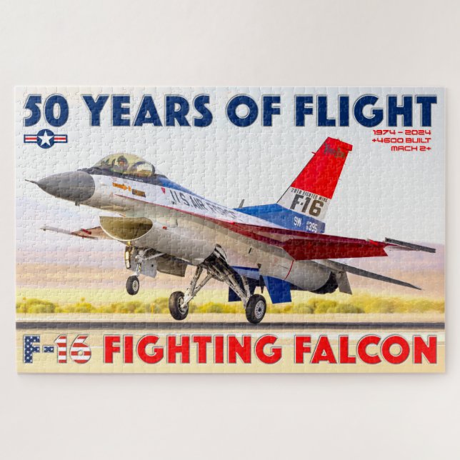 Puzzle F-16 COMBATTRE FALCON - 50 ANS ! (20 x 30 POUCES) (Horizontal)