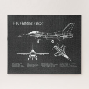 Puzzle F-16 Faucon de combat - Plan directeur de l'avion 