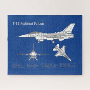 Puzzle F-16 Faucon de combat - Plan directeur de l'avion