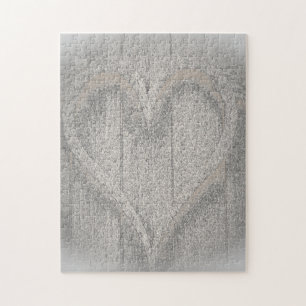 Puzzle Faded Love Heart Simulé Wood Grain