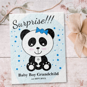 Puzzle Faire-part de grossesse pour bébé garçon (Panda bl
