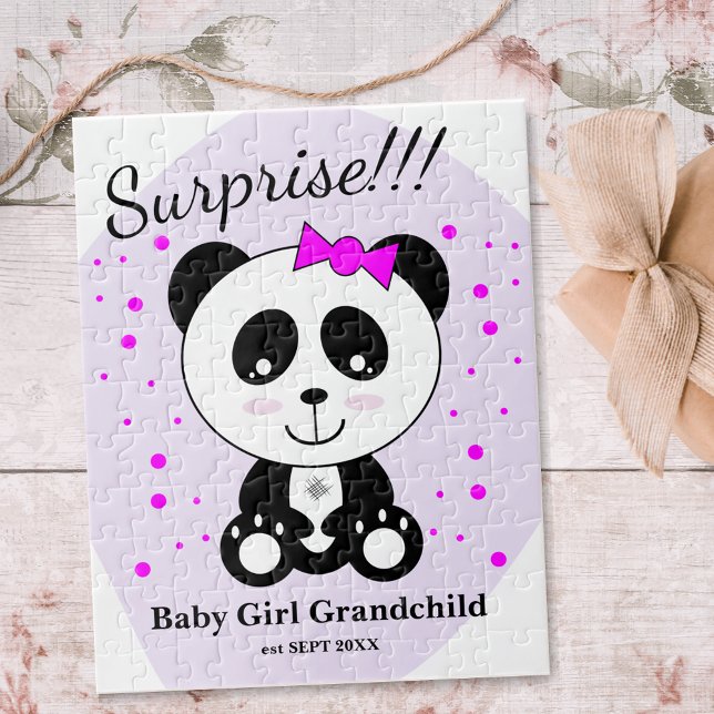 Puzzle Faire-part de grossesse pour bébé (Panda rose) (Créateur téléchargé)
