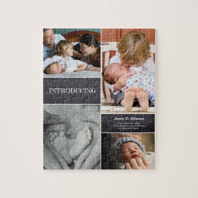 Puzzle Faire-part de naissance moderne Second Baby (Vertical)