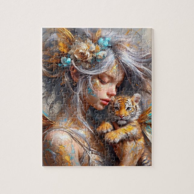 Puzzle Fairy and her Baby Tiger Fairy (Vertical)