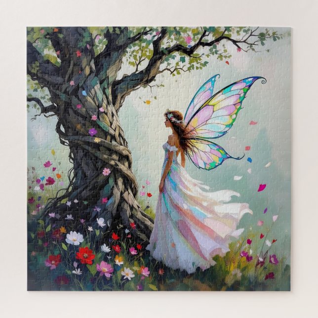 Puzzle Fairy and Magical Vine Wrapped Tree (Vertical)