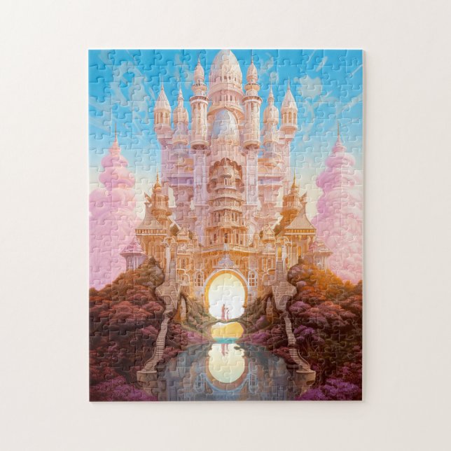 Puzzle Fairy Tale Castle Rose White Gold Imaginaire Art (Vertical)