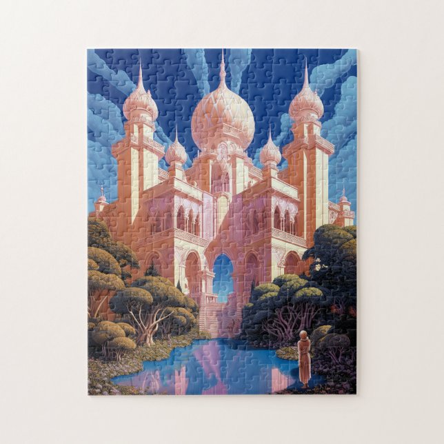 Puzzle Fairy Tale Castle Rose White Gold Imaginaire Art (Vertical)