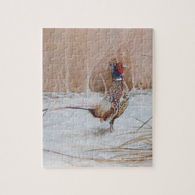 Puzzle Faisan dans la neige (Vertical)