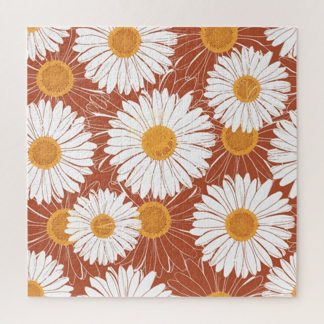 Puzzle Faisceaux Brown : Motif Fleur sans couture (Vertical)