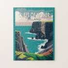 Falaises de Moher Irlande Travel Art Vintage