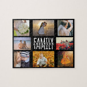 Puzzle Famille 8 Photo Collage et nom do-it-yourself Modè